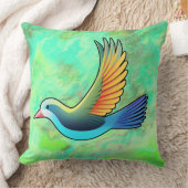 様式化された鳥オングリーンマーブル装飾用クッション クッション (ブランケット)