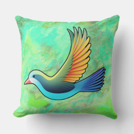 様式化された鳥オングリーンマーブル装飾用クッション クッション