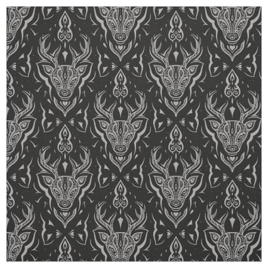 様式化された鹿の頭布 ファブリック (見本)