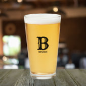 様式化された黒のイニシャルと姓 タンブラーグラス