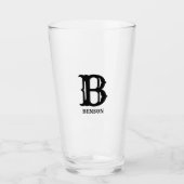 様式化された黒のイニシャルと姓 タンブラーグラス (正面)