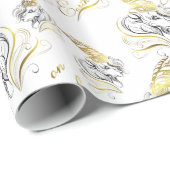 様式化されたGOATSピースオンアース金ゴールド ラッピングペーパー (ロールコーナー)