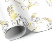 様式化されたGOATSピースオンアース金ゴールド ラッピングペーパー (ロールコーナー)