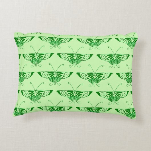 様式化アールデコ蝶 – emerald green アクセントクッション (裏面)
