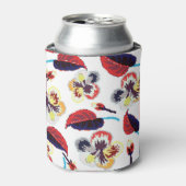 様式化エレガントされたハイビスカスフラワーズオーナメント 缶クーラー (缶正面)