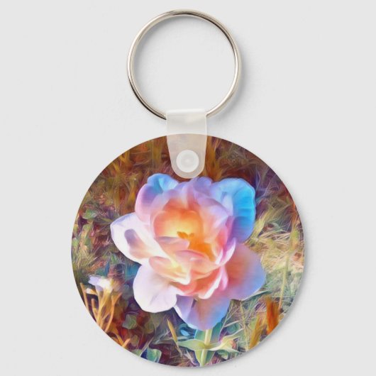 様式化カラフルされた花 キーホルダー (正面)