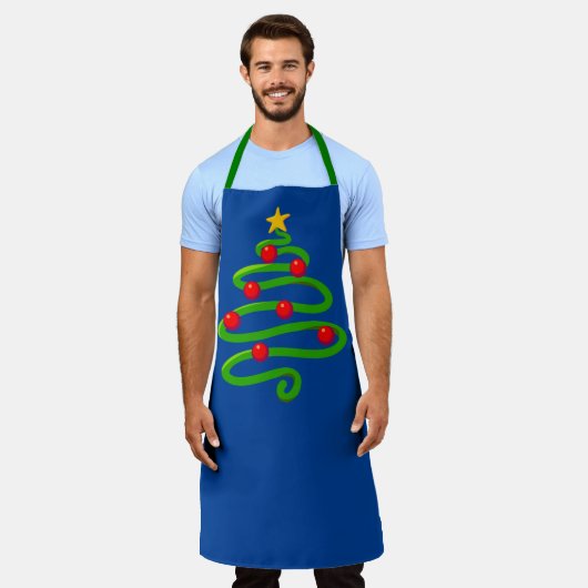 様式化クリスマスツリーエプロン エプロン (着用した状態)