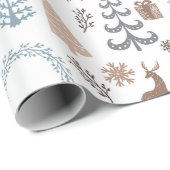 様式化クリスマスツリーズリーストナディースノーフレーク ラッピングペーパー (ロールコーナー)