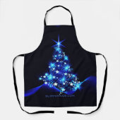 様式化クリスマスツリー滑りやすいジョー白熱［赤熱］光を放つブルーs エプロン (正面)