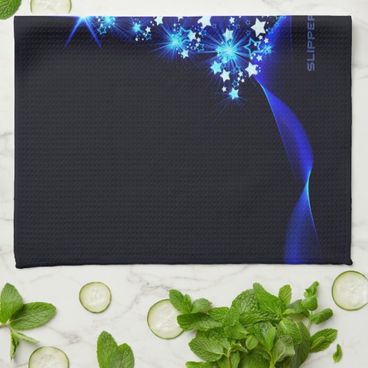 様式化クリスマスツリー滑りやすいジョー白熱［赤熱］光を放つブルーs キッチンタオル (折り畳み)