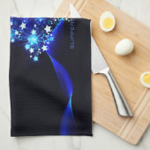 様式化クリスマスツリー滑りやすいジョー白熱［赤熱］光を放つブルーs キッチンタオル (四つ折り)