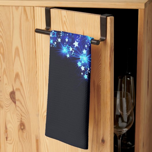 様式化クリスマスツリー滑りやすいジョー白熱［赤熱］光を放つブルーs キッチンタオル (三つ折り)