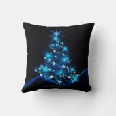 様式化クリスマスツリー滑りやすいジョー白熱［赤熱］光を放つブルーs クッション (裏面)