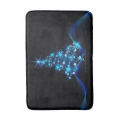 様式化クリスマスツリー滑りやすいジョー白熱［赤熱］光を放つブルーs バスマット (正面縦)