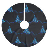 様式化クリスマスツリー滑りやすいジョー白熱［赤熱］光を放つブルーs ブラッシュドポリエステルツリースカート (正面)