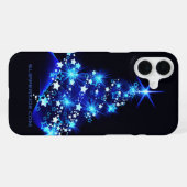 様式化クリスマスツリー滑りやすいジョー白熱［赤熱］光を放つブルーs iPhoneケース (裏面横)
