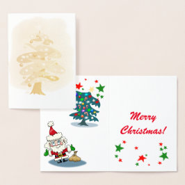 様式化クリスマスツリー 箔カード