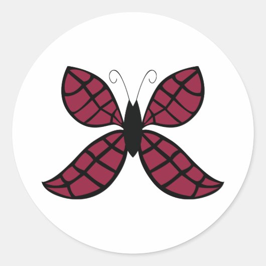 様式化クリムゾンバタフライクラシックラウンドステッカー ラウンドシール (正面)