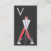 様式化グレーレッドゴルファー、ゴルフインストラクターモノグラム 名刺 (裏面)