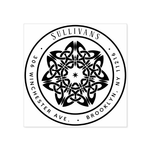 様式化ケルト結び目模様スタークリスマス差出人住所 ラバースタンプ (インプリント)