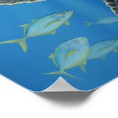 様式化ケンプのリズリーウミガメとサルガッサム ポスター (角)