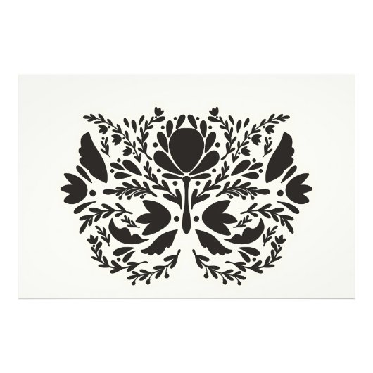 様式化スカンジナビアフローラフォークアートパターン フォトプリント            (正面)