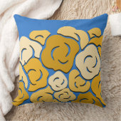 様式化スタイリッシュされた花畑イエロー&ブルー クッション (ブランケット)