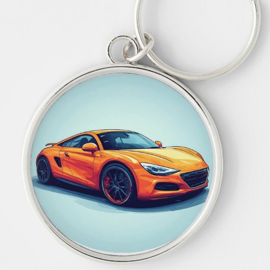 様式化スポーツカーイラストレーション キーホルダー (正面)