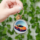 様式化スポーツカーイラストレーション キーホルダー (手)