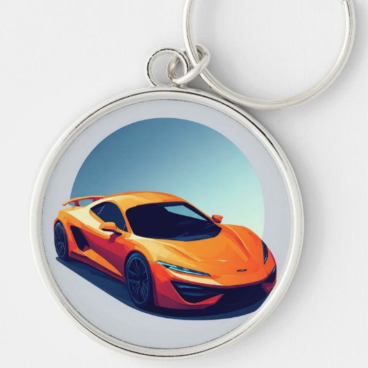 様式化スポーツカーイラストレーション キーホルダー (正面)
