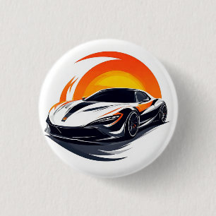 様式化スポーツカーイラストレーション 缶バッジ