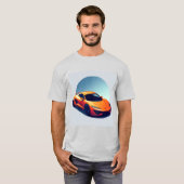 様式化スポーツカーイラストレーション Tシャツ (正面フル)
