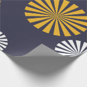 様式化タンポポ，ネイビーブルー，イエロー，ホワイト ラッピングペーパー (角)