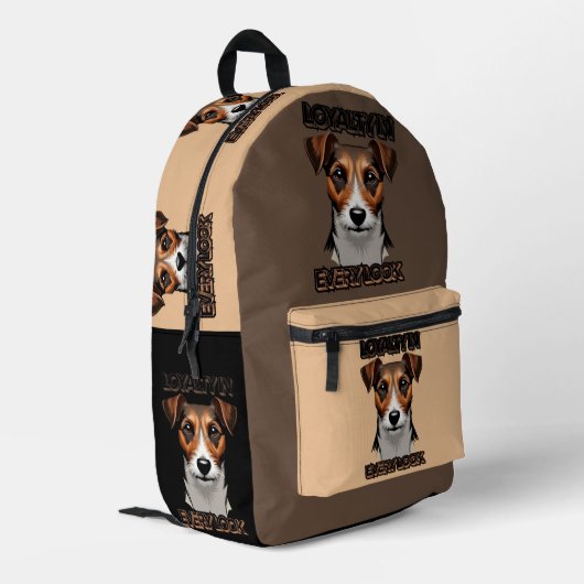 様式化テリアポートレートオングレー プリントバックパック (裏面左端)