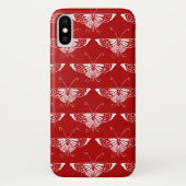 様式化デコ蝶 – 暗赤と白色 Case-Mate iPhoneケース (裏面)