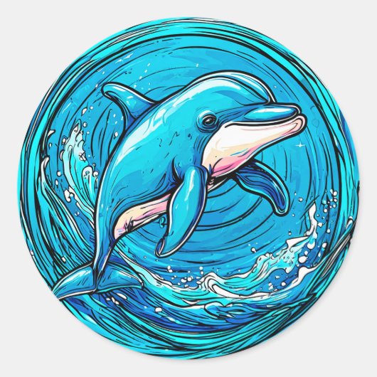 様式化ドルフィンスイミング ラウンドシール (正面)