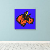 様式化ネオンオレンジのフリルネックリザード キャンバスプリント (インサイチュ (ウッドフロア))