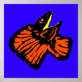 様式化ネオンオレンジのフリルネックリザード ポスター