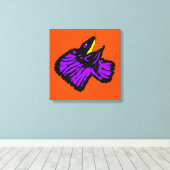 様式化ネオンパープルフリルネックリザード キャンバスプリント (インサイチュ (ウッドフロア))