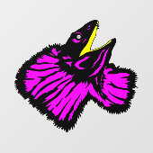 様式化ネオンピンクのフリルネックリザード ウィンドウサイン (シート)