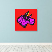 様式化ネオンピンクのフリルネックリザード キャンバスプリント (インサイチュ (ウッドフロア))