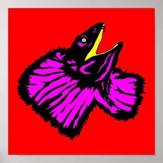 様式化ネオンピンクのフリルネックリザード ポスター (正面)