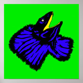 様式化ネオンブルーフリルネックリザード ポスター