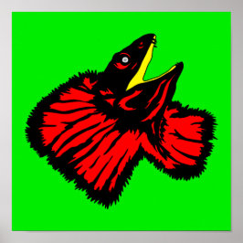 様式化ネオン赤いフリルネックトカゲ ポスター