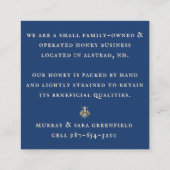 様式化ハネビーデザイン王室のブルー金ゴールド スクエア名刺 (裏面)