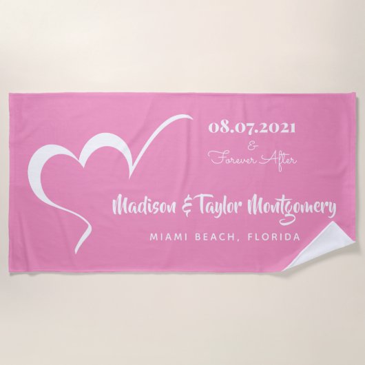 様式化ハートカスタム文字&カラービーチタオル ビーチタオル (正面)