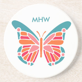 様式化バタフライカスタムモノグラムコースター コースター