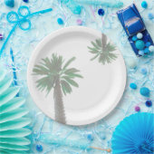 様式化パームツリーパステルグリーントロピカル ペーパープレート (パーティー)