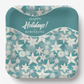 様式化ヒトデ&サンドダラーパターン#25 ID1009 ペーパープレート (正面)