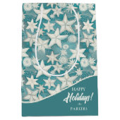 様式化ヒトデ&サンドダラーパターン#25 ID1009 ミディアムペーパーバッグ (正面)